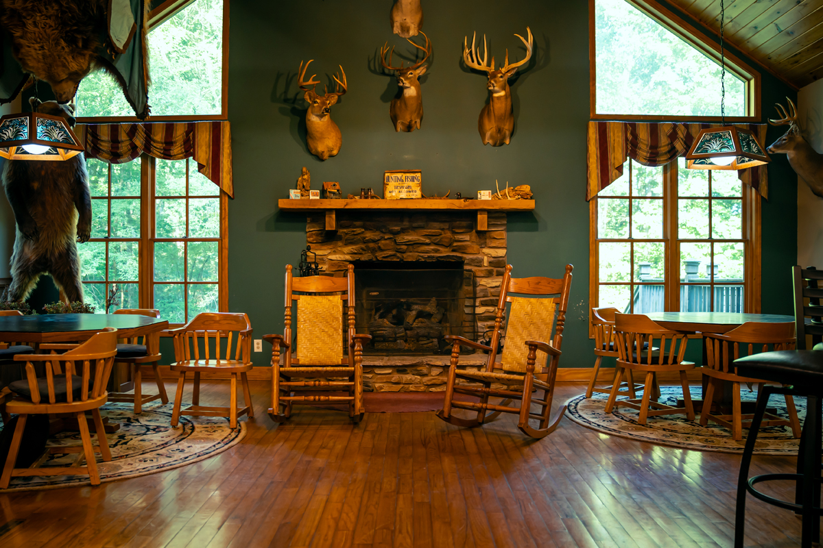 Lobby of Burnt Pine Lodge in Morgan County, Georgia