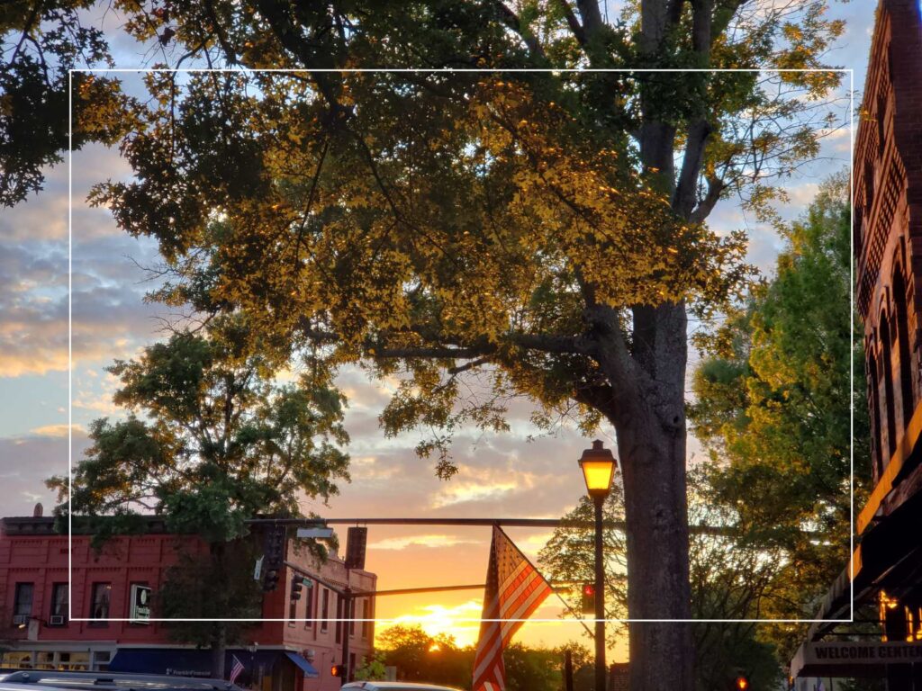 Downtown Madison GA at sunset