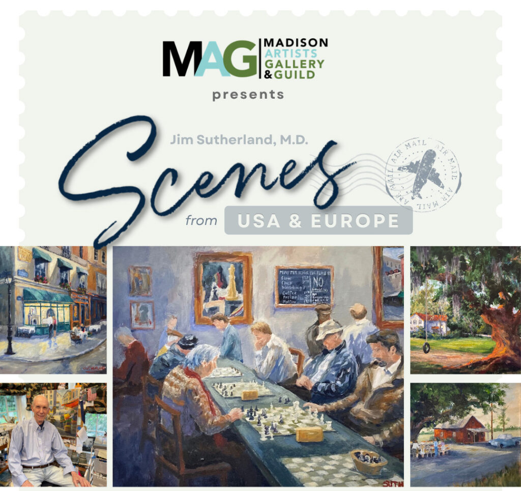 Jim Sutherland, M.D. artworks for Scenes from USA & Europe exhibit